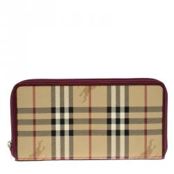 Pre Owned محفظة أجندة بربري كا نفاس كاروهات هاي ماركت أحمر مقوى بسحاب محيط