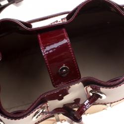 Pre Owned Burberry Burgundy Super Nova Check Mini Warrior Studded Hobo