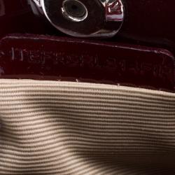 Pre Owned Burberry Burgundy Super Nova Check Mini Warrior Studded Hobo