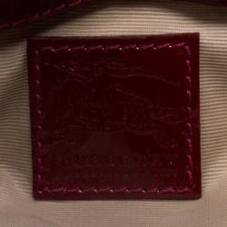 Pre Owned Burberry Burgundy Super Nova Check Mini Warrior Studded Hobo