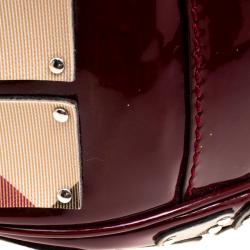 Pre Owned Burberry Burgundy Super Nova Check Mini Warrior Studded Hobo