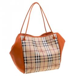 مملوكة مسبقًا حقيبة يد بربري نوتس كانتيربري هايماركت كانفاس مقوى كروهات برتقالي صغيرة 