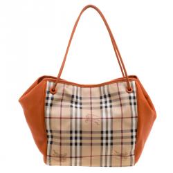 مملوكة مسبقًا حقيبة يد بربري نوتس كانتيربري هايماركت كانفاس مقوى كروهات برتقالي صغيرة 