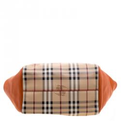 مملوكة مسبقًا حقيبة يد بربري نوتس كانتيربري هايماركت كانفاس مقوى كروهات برتقالي صغيرة 