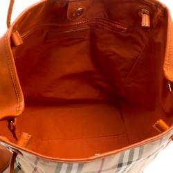 مملوكة مسبقًا حقيبة يد بربري نوتس كانتيربري هايماركت كانفاس مقوى كرو هات برتقالي صغيرة 