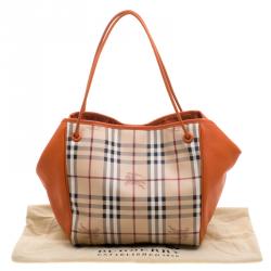 مملوكة مسبقًا حقيبة يد بربري نوتس كانتيربري هايماركت كانفاس مقوى كروهات برتقالي صغيرة 