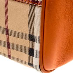 مملوكة مسبقًا حقيبة يد بربري نوتس كانتيربري هايماركت كانفاس مقوى كروهات برتقالي صغيرة 