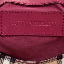 Pre Owned Burberry Pink Haymarket Check PVC and Leather Crossbody Bag