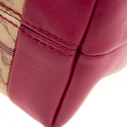 Pre Owned Burberry Pink Haymarket Check PVC and Leather Crossbody Bag