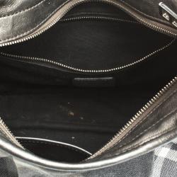 Pre Owned Burberry Grey Shimmering Nova Check Canvas and Leather Fairby Hobo