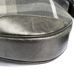 Pre Owned Burberry Grey Shimmering Nova Check Canvas and Leather Fairby Hobo