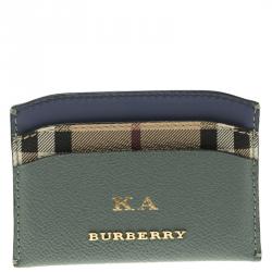Pre Owned Burberry Multicolor Haymarket Leather Izzy Card Holder