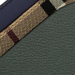 Pre Owned Burberry Multicolor Haymarket Leather Izzy Card Holder