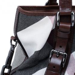 Pre Owned Burberry Mega Check Canvas Lowry Tote