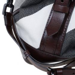 Pre Owned Burberry Mega Check Canvas Lowry Tote