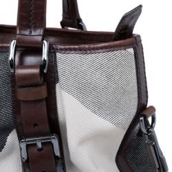 Pre Owned Burberry Mega Check Canvas Lowry Tote