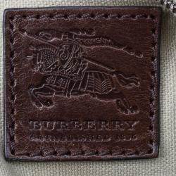 Pre Owned Burberry Mega Check Canvas Lowry Tote