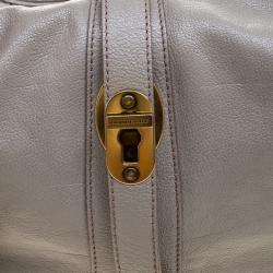 Pre Owned Burberry Grey Leather Chain Hobo