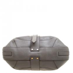 Pre Owned Burberry Grey Leather Chain Hobo