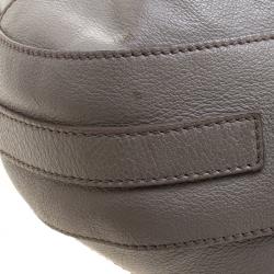 Pre Owned Burberry Grey Leather Chain Hobo
