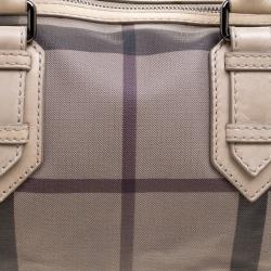 Pre Owned Burberry Beige Smoked Check PVC Small Chester Boston Bag