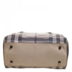 Pre Owned Burberry Beige Smoked Check PVC Small Chester Boston Bag