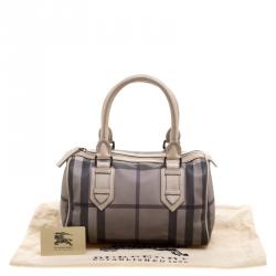 Pre Owned Burberry Beige Smoked Check PVC Small Chester Boston Bag