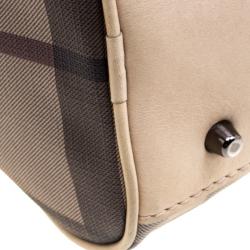Pre Owned Burberry Beige Smoked Check PVC Small Chester Boston Bag