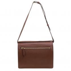 Pre Owned Burberry Brown House Check Fabric and Leather Crossbody Bag