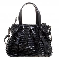 مملوكة مسبقًا حقيبة بربري لوري جلد أسود كارتريدج لامع