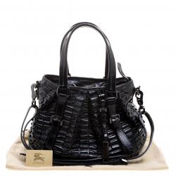 مملوكة مسبقًا حقيبة بربري لوري جلد أسود كارتريدج لامع