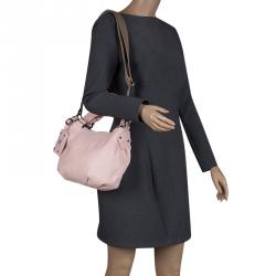 Pre Owned Burberry Blue Label Blush Pink Leather Top Handle Bag