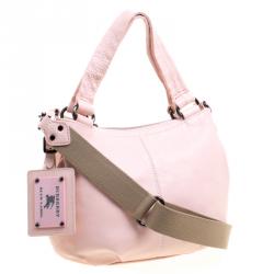 Pre Owned Burberry Blue Label Blush Pink Leather Top Handle Bag