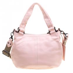 Pre Owned Burberry Blue Label Blush Pink Leather Top Handle Bag
