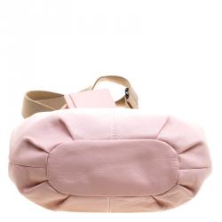 Pre Owned Burberry Blue Label Blush Pink Leather Top Handle Bag