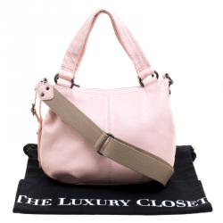 Pre Owned Burberry Blue Label Blush Pink Leather Top Handle Bag