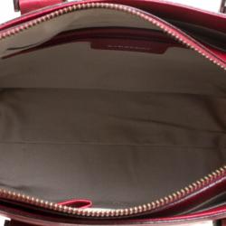 Pre Owned Burberry Red Nova Check Fabric Tote