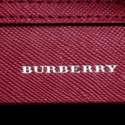 Pre Owned Burberry Red Nova Check Fabric Tote