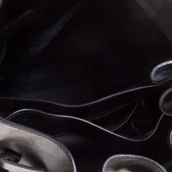 Pre Owned Burberry Metallic Black House Check Fabric and Leather Bridle Hobo