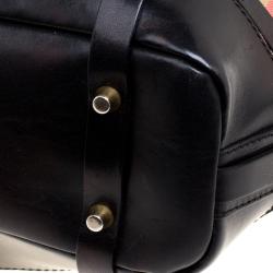Pre Owned Burberry Metallic Black House Check Fabric and Leather Bridle Hobo