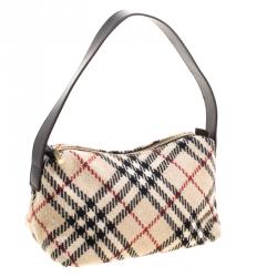 Pre Owned Burberry Beige Nova Check Tweed Shoulder Bag