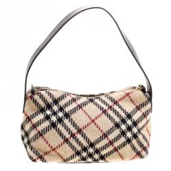Pre Owned Burberry Beige Nova Check Tweed Shoulder Bag