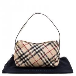 Pre Owned Burberry Beige Nova Check Tweed Shoulder Bag