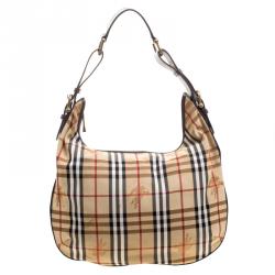 Burberry Brown Haymarket Check Fabric Hobo