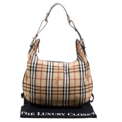 Burberry Brown Haymarket Check Fabric Hobo