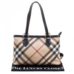 Pre Owned Burberry Black Nova Check PVC Regent Tote