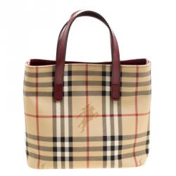 Pre Owned Burberry Beige Haymarket Check PVC Mini Tote