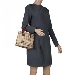 Pre Owned Burberry Beige Haymarket Check PVC Mini Tote