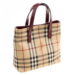 Pre Owned Burberry Beige Haymarket Check PVC Mini Tote