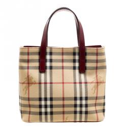 Pre Owned Burberry Beige Haymarket Check PVC Mini Tote